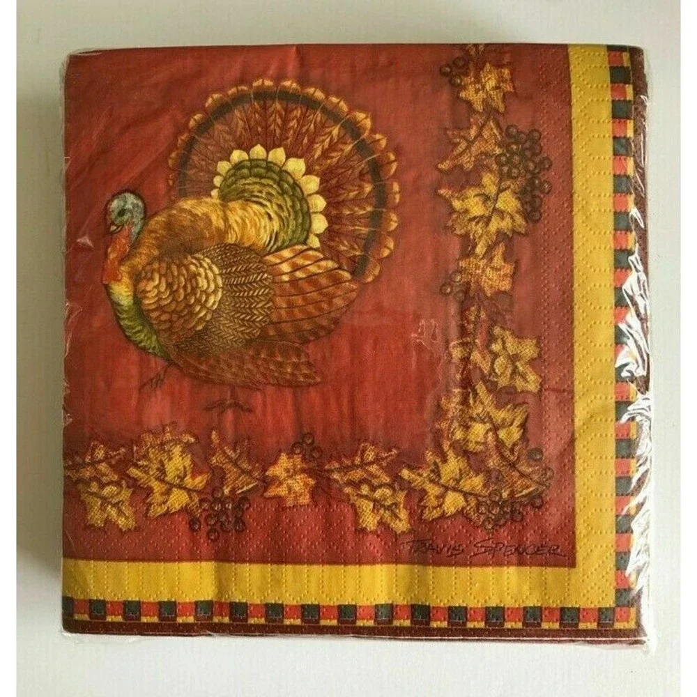 Thanksgiving Tom Turkey Paper Napkins Buffet Fall Autumn Full Size 50 CT Holiday